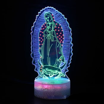 Ночная Дева Мария, 3D светодиодный ночник, красочная USB Акриловая настольная лампа, Декор для дома, Новогодние Рождественские подарки для детей