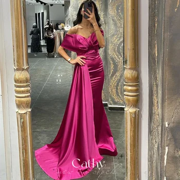 Кэти Роуз Розовое Вечернее платье Русалки Элегантные Вечерние Платья с открытыми плечами 