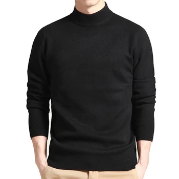 Мужской свитер, однотонные Пуловеры с воротником, Весенне-осенняя одежда, Тонкая модная майка, Размер от M до 4XL