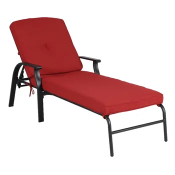 Шезлонг для отдыха на открытом воздухе со стальной подушкой Belden Park -красный