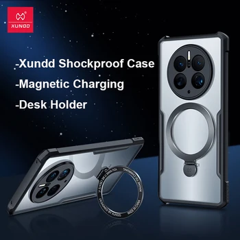 Чехол с Магнитным держателем Xundd Для Huawei Mate50 Pro, Ударопрочный Прозрачный Чехол Для Беспроводной Зарядки С Подставкой Для Huawei Mate 50 Pro Case