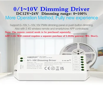 Драйвер Затемнения MiBOXER 0/1 ~ 10V DC12V 24V Одноцветный контроллер Диапазон затемнения 0 ~ 100% Совместим с беспроводным радиочастотным управлением 2,4 ГГц