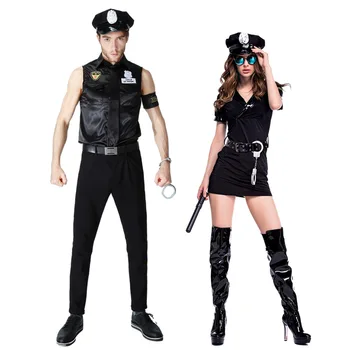 Взрослые Сексуальные Костюмы Полицейского Офицера Полиции Сексуальная Униформа Полицейского Офицера для Мужчин Женщин Пар Хэллоуин Маскарад Косплей Вечеринка