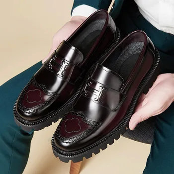 2023 Мужская официальная деловая обувь с перфорацией типа 