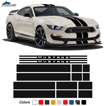 Автомобильный Капот, Крыша Багажника, Виниловая наклейка из Углеродного волокна, юбка в боковую полоску, Наклейка для Ford Mustang 2015-настоящее время, Аксессуары GT Shelby 500