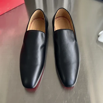 Высококачественная мужская деловая кожаная обувь на красной подошве, Дизайнерские роскошные Модные Повседневные лоферы, профессиональные модельные туфли HJ1478