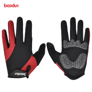 Мужские Женские Велосипедные перчатки BOODUN с сенсорным экраном на весь палец, Тонкие дышащие велосипедные перчатки для шоссейного горного Велосипеда MTB с гелевой прокладкой