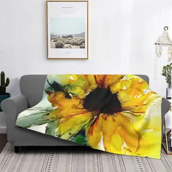 Винтажное одеяло с цветочным рисунком подсолнуха, флисовое весенне-осеннее милое ультрамягкое плед...