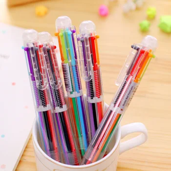 Шестицветная прозрачная шариковая ручка для студенческих аккаунтов, многоцветная шариковая ручка, упрощенный офисный маркер для письма