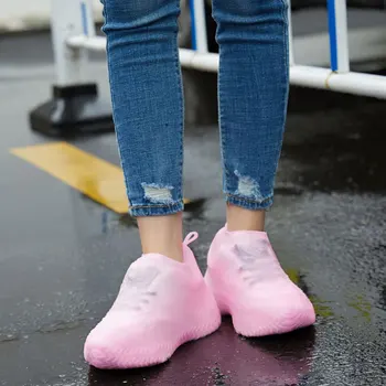 Нескользящие утепленные силиконовые бахилы Унисекс, водонепроницаемые дождевики, Многоразовые галоши, Утолщенная защита для уличной обуви