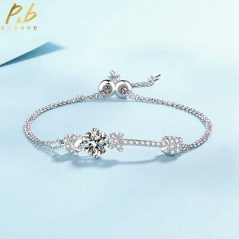PuBang Fine Jewelry, настоящее серебро 925 Пробы, круглый браслет с муассанитом 8 мм, бриллиантовый браслет для женщин, подарок для Помолвки, Бесплатная доставка