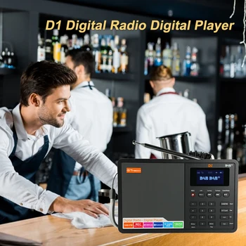 GTMEDIA D1, FM-радио, Bluetooth DAB +/ FM + BT/TF карта/AUX, 1,8-дюймовый ЖК-дисплей, Динамик DAB-радио, с литиевой батареей 18650