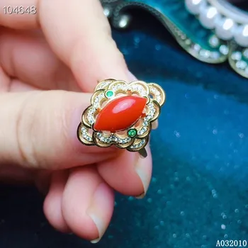 KJJEAXCMY изысканные ювелирные изделия из стерлингового серебра 925 пробы, инкрустированные натуральным красным кораллом, новое кольцо, модное кольцо для девочек, тест на поддержку