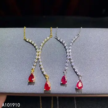 KJJEAXCMY бутик ювелирных изделий из стерлингового серебра 925 пробы с инкрустацией натуральным рубином кулон ожерелье дамы поддерживает обнаружение модного