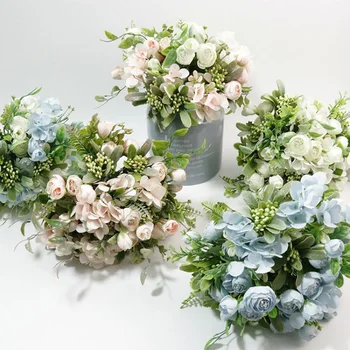 Букет невесты, Свадебные цветы, Подружка невесты на вечеринке, искусственные живые цветы, свадебные аксессуары для невесты