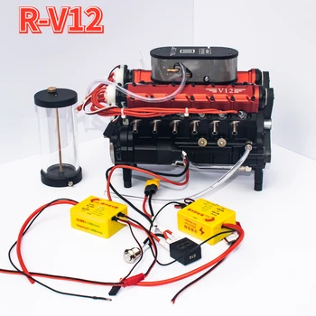 R-V12 Микрометанольный двигатель Бензиновая модель 49,89 куб. см V12 Двигатель внутреннего сгорания Подходит для Модифицированной Модели Радиоуправляемого автомобиля Игрушка В Подарок