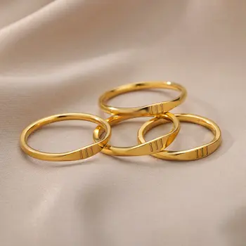 Кольца с номером Ангела для женщин из нержавеющей стали с позолотой 666 444 777 111 Кольцо Обручальные кольца для пары Винтажные ювелирные изделия Подарочный пакет