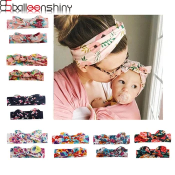 BalleenShiny, 2 предмета, повязка на голову для мамы и ребенка, цветы, Бантики, аксессуары для головы, Мягкие эластичные головные уборы для малышей, реквизит для семейной фотосессии