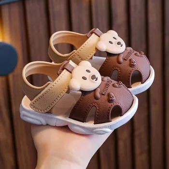 Детские сандалии; летний стиль; Baotou; дырявая обувь; дышащие сандалии для малышей 0-1-2-3 лет; нескользящая обувь с мягкой подошвой для малышей;