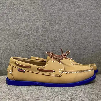 Аутентичная обувь для доков Sebago - премиальные кожаные туфли-лодочки на шнуровке с острым носком E02
