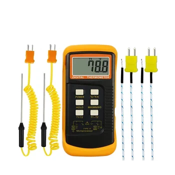 Цифровой термопарный термометр K-типа (-50-1300 ° C) с двумя каналами, 4 датчика, ручной высокотемпературный