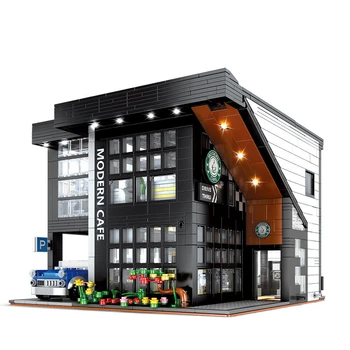 Набор строительных блоков для кофейни Современная модель с видом на улицу Архитектура Кафе Собранный своими руками конструктор Игрушки Подарки