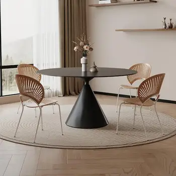 Современный круглый Обеденный стол со встроенным поворотным столом, Стол для переговоров В офисе, Стулья, Мебель для балкона, Мебель для женщин