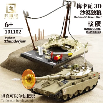 Совместимые Военные строительные блоки Lego WW2 Leopard 2A7 Desert T-90 T90 99A Основной боевой танк, Модель Бронированного автомобиля, Кирпичи, игрушки в подарок
