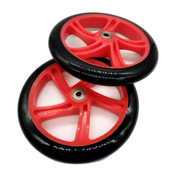 Комплект из 2 предметов, колесо для скутера 200 мм, материал PU, Толщина колеса 30 мм, подшипник ABEC-7, аксессуары для скутера, красный