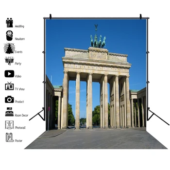 Laeacco Бранденбургские ворота Берлин Живописные фоны для фотосъемки Виниловый фотофон Пользовательские фоны для фотостудии