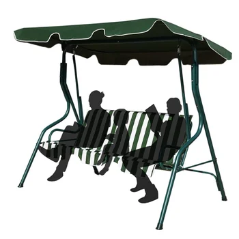 3-местное кресло-качели SKONYON для внутреннего дворика со съемными подушками - зеленый