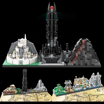 Известные фильмы Волшебный замок Городской пейзаж MOC Строительный блок Архитектурные кирпичи Модель двух башен Игрушки Детские Рождественские