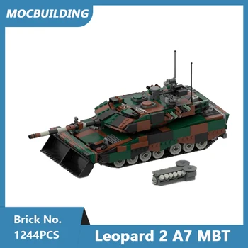 MOC Строительные Блоки Leopard 2 A7 Основной Боевой Танк Масштабная Модель 1:34 DIY Собранные Кирпичи Военные Рождественские Детские игрушки Подарки 124 шт