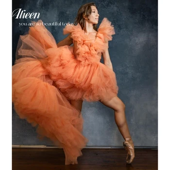 Платья для выпускного вечера Aileen 2023 Оранжевые Элегантные вечерние платья для женщин, Роскошное платье Плюс Размер, шифоновая женская вечерняя одежда с V-образным вырезом