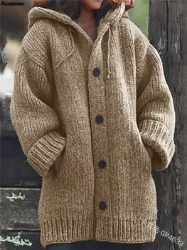 Осенне-зимний модный свитер, кардиган, свитер, длинное пальто для женщин