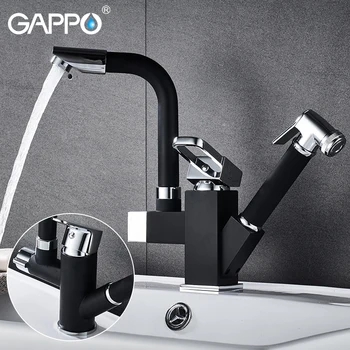 Смесители для кухни Gappo, смеситель для раковины, кухонный поворотный черный кухонный выдвижной кран для воды, установленный на бортике, смесители