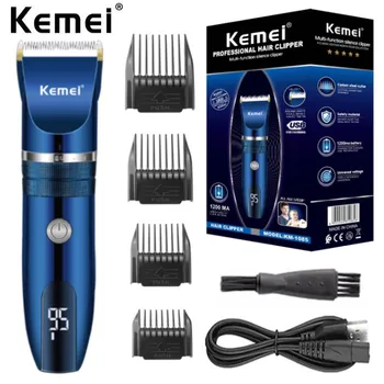 Kemei 1085 Профессиональный беспроводной триммер для волос для мужчин, комплект регулируемой машинки для стрижки волос, электрическая перезаряжаемая стрижка, машинная стирка