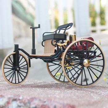 1:12 1886, винтажный классический автомобиль № 1, модель автомобиля из сплава, имитирующая трехколесный велосипед, игрушка для детской коллекции подарков