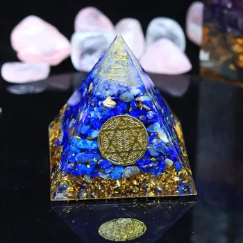 Пирамидка из оргонита 6 см с камнем Обсидиан, Энергетическая оболочка для исцеления чакр, Коллекция Orgone, Защита от электромагнитных помех