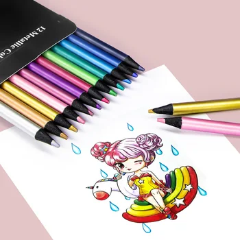 12 Цветных металлических карандашей, набор для рисования, раскрашивающие цветные карандаши, Профессиональные принадлежности для творчества Для художника хопк