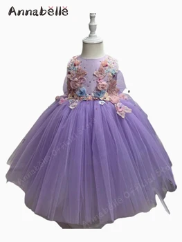 Annabelle Pretty Flower Fairy Стильная юбка с цветочным узором для девочек, без рукавов, наклейка, клейкая дрель, Роскошные Элегантные платья для девочек для свадеб