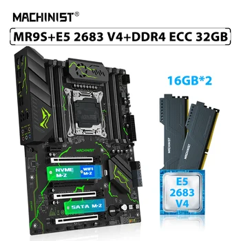 MACHINIST X99 MR9S Комплект материнской платы LGA 2011-3 Комплект Xeon E5 2683 V4 CPU Процессор 2 шт. * 16 ГБ = 32 ГБ ECC памяти DDR4 RAM NVME M.2 WIFI