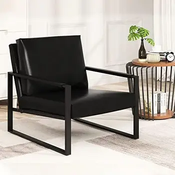 Акцентный стул Комплект из 2 Диванных кресел с очень толстой мягкой спинкой и подушкой сиденья Односпальный диван для Гостиной Спальни, Black Me
