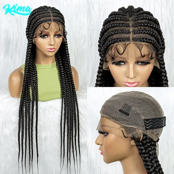 Синтетические плетеные парики, полностью кружевные Плетеные парики для чернокожих женщин, синтетические кружевные передние парики, плетеные парики с волосами младенца