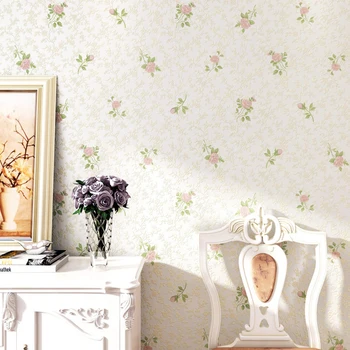 Нетканые обои Свежий Маленький Цветочный сад Теплые романтические обои для комнаты Девушки, Свадебной комнаты, спальни, гостиной W221