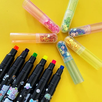 6 цветов / набор, ручка с пентаграммой Kawaii, ручка-маркер, ручка-стампер ярких цветов, Ручная учетная запись, подарок студенту, Школьные канцелярские принадлежности