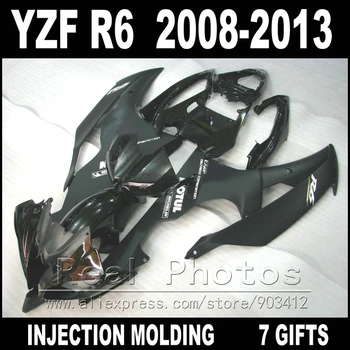 Высококачественный инжекционный кузов для YAMAHA R6 комплект обтекателей 2008 2009 2010 2011 2012 2013 матово-черные обтекатели YZF R6