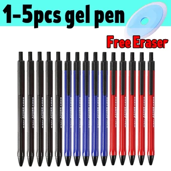 1-5шт Гелевая ручка M & G A2, удобная на ощупь, 0,7 мм, пресс для заправки, Черный, Красный, Синий Треугольник, Канцелярские принадлежности для студенческих экзаменов, Бесплатный Ластик