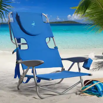 Рюкзак из страуса, Стальной пляжный стул - синий