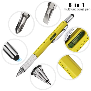 Многофункциональная шариковая ручка 30-100шт. 6 в 1 с отверткой, инструментом, суппортом, уровнем, шкалой, шариковой ручкой, емкостью